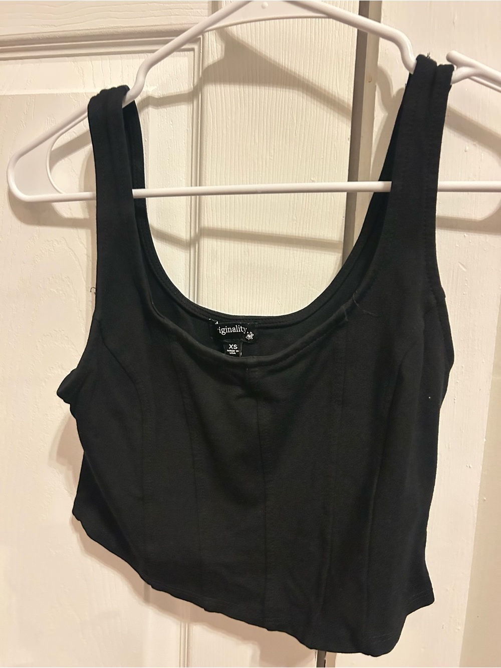 Dry Goods Black Ribbed Scoop Crop Tank